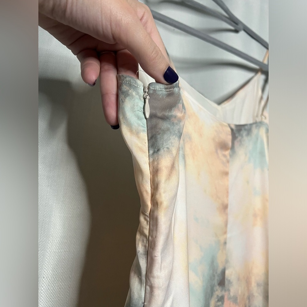 Saltwater Luxe Sharice Watercolor Satin Midi Dress XS - Picture 7 of 9
